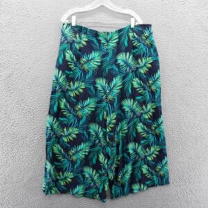 Soft‎ Surroundings Sidnei Cropped Tropical Print Pants Blue Green Womens Beachy
